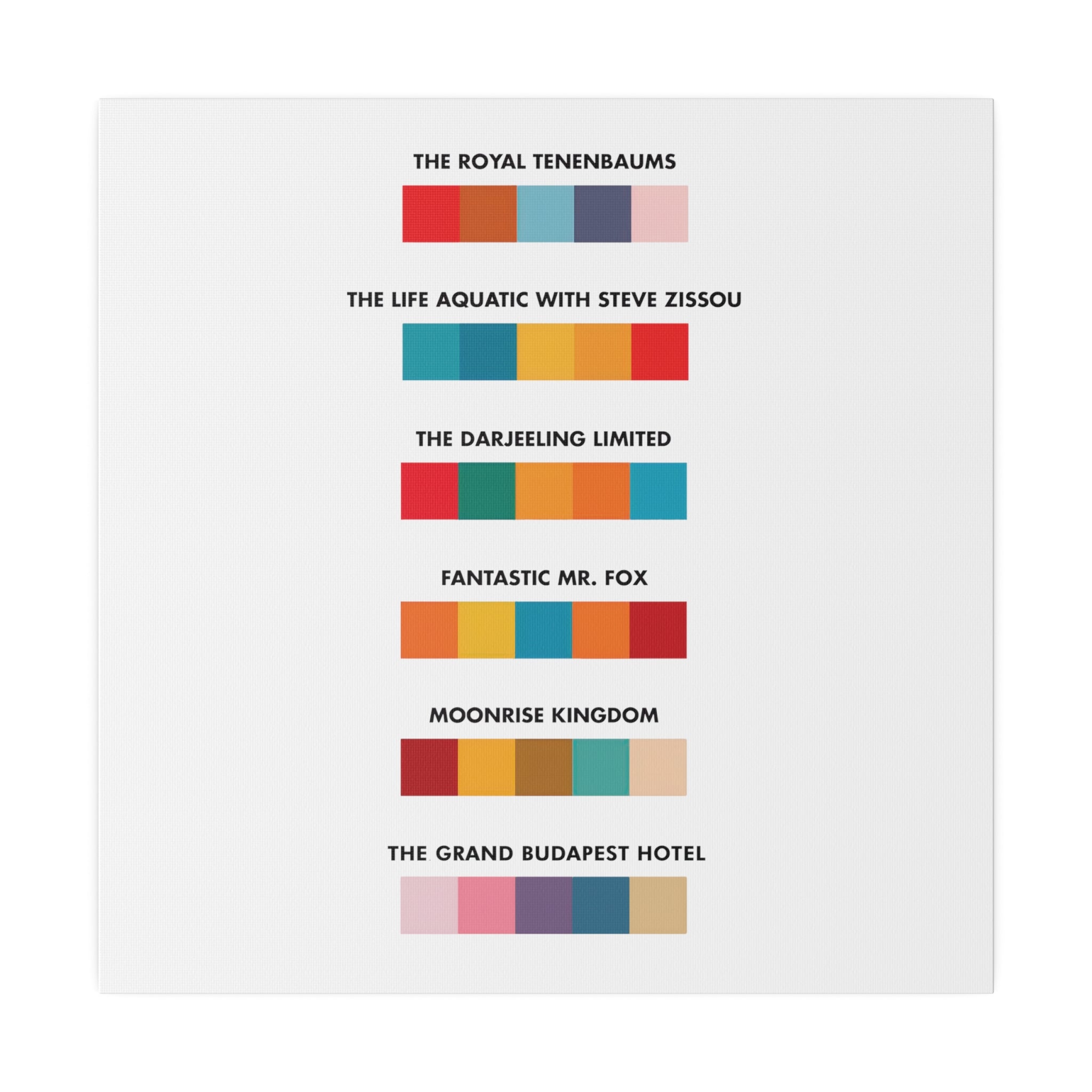 Wes Anderson Colors - Canvas Art