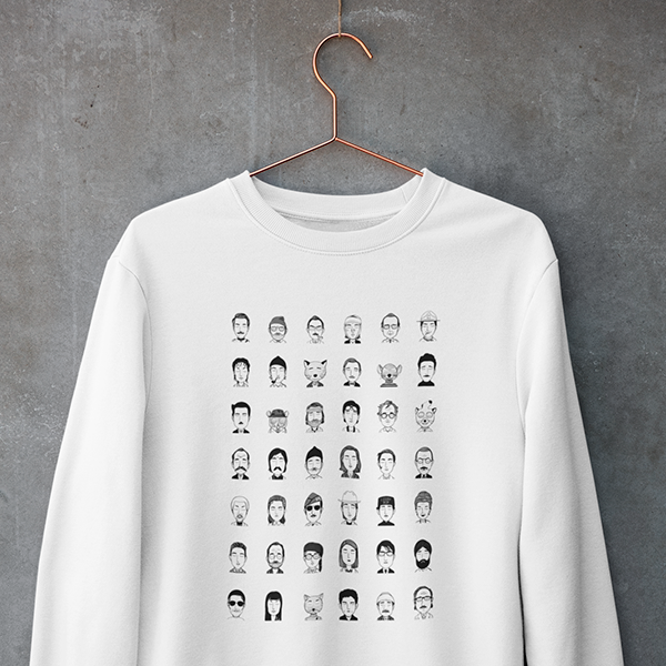 Wes Anderson B&W Characters - Crewneck Sweatshirt